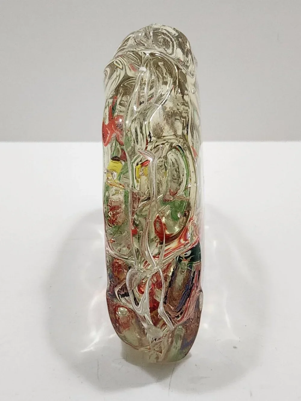 Vintage Signed Murano Glass Aquarium 6-Fish Sculpture Wave Molded Label #7726